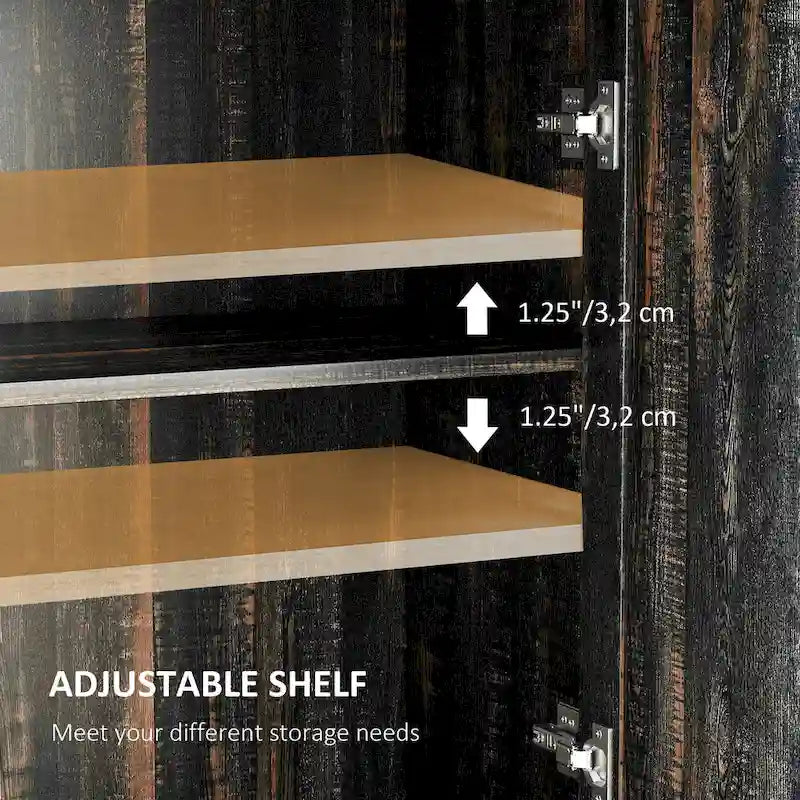 Farmhouse Barn Door Accent Cabinet, Kitchen Sideboard Storage Cabinet with Double Doors, Drawer, and Adjustable Shelf