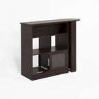 Modern Bar Cabinet with Rotating Top, Counter Height Dining Cabinet with 6 Storage Space and 2 Ribbed Glass Door