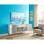 Buffet with Two Cabinets One Drawer with Six Shelves on Metal Legs for Living Room, Entryway, Bedroom