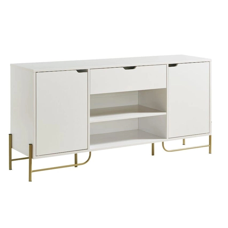 Buffet with Two Cabinets One Drawer with Six Shelves on Metal Legs for Living Room, Entryway, Bedroom