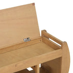 Retro Storage Bench with Cushion and Curved Side Panel for Entrance