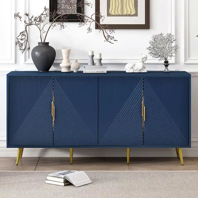 Stylish Sideboard with Wave Geometric Design, Conical Legs, Adjustable, Suitable for Study, Entryway and Living Room