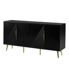 Stylish Sideboard with Wave Geometric Design, Conical Legs, Adjustable, Suitable for Study, Entryway and Living Room