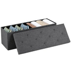 Rectangular Cushion Seat Storage Ottoman Bench, Gray, Large, for Living Room / Entryway / Bedroom