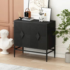 31.50 2 Door Wooden Storage Cabinet Accent Cabinet with Metal Leg Featuring Two-tier Storage, for Living Room, Entryway