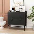 2 Door Wooden Storage Cabinet with Metal Leg, Two-tier, for Living Room, Entryway