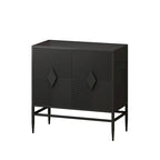 2 Door Wooden Storage Cabinet with Metal Leg, Two-tier, for Living Room, Entryway