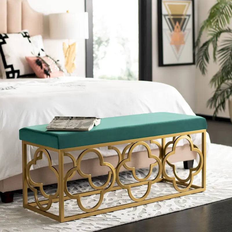Moroccan Glam Rectangle Bench, 44.5 x 16.5 x 19