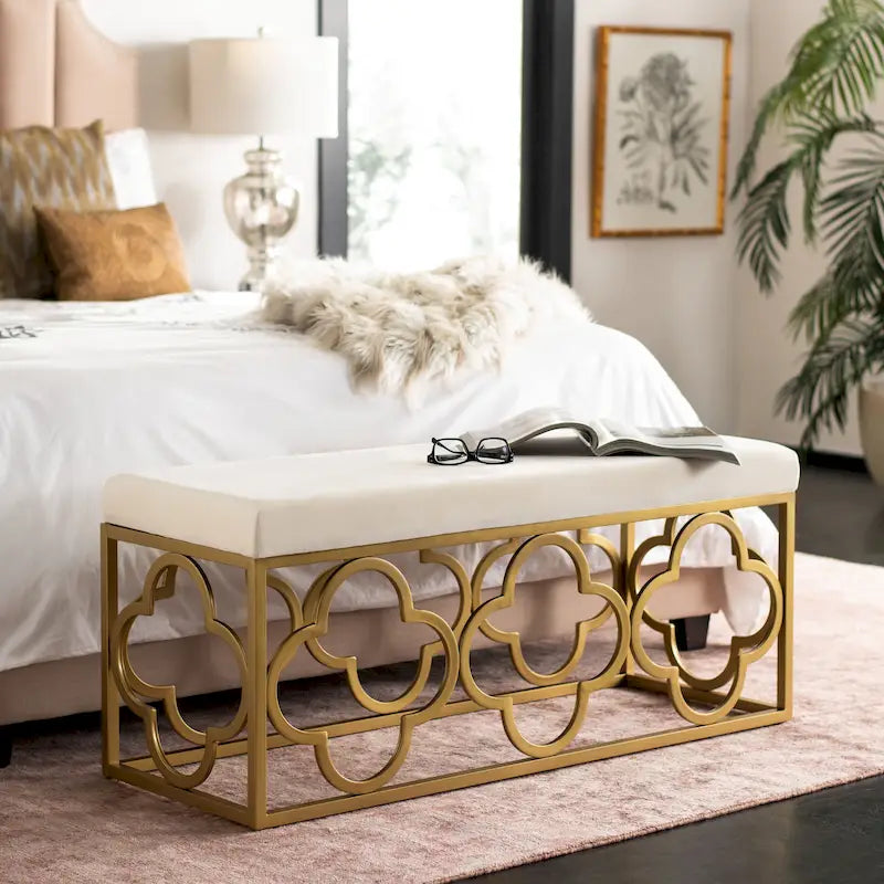 Moroccan Glam Rectangle Bench, 44.5 x 16.5 x 19