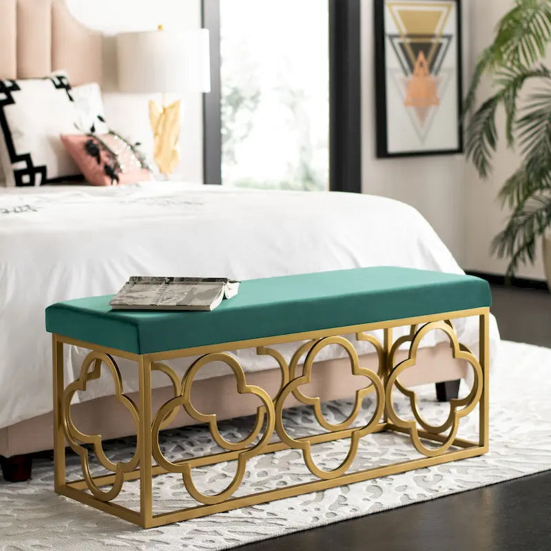 Moroccan Glam Rectangle Bench, 44.5 x 16.5 x 19