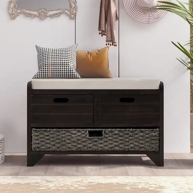 Storage Bench with Removable Basket and 2 Drawers