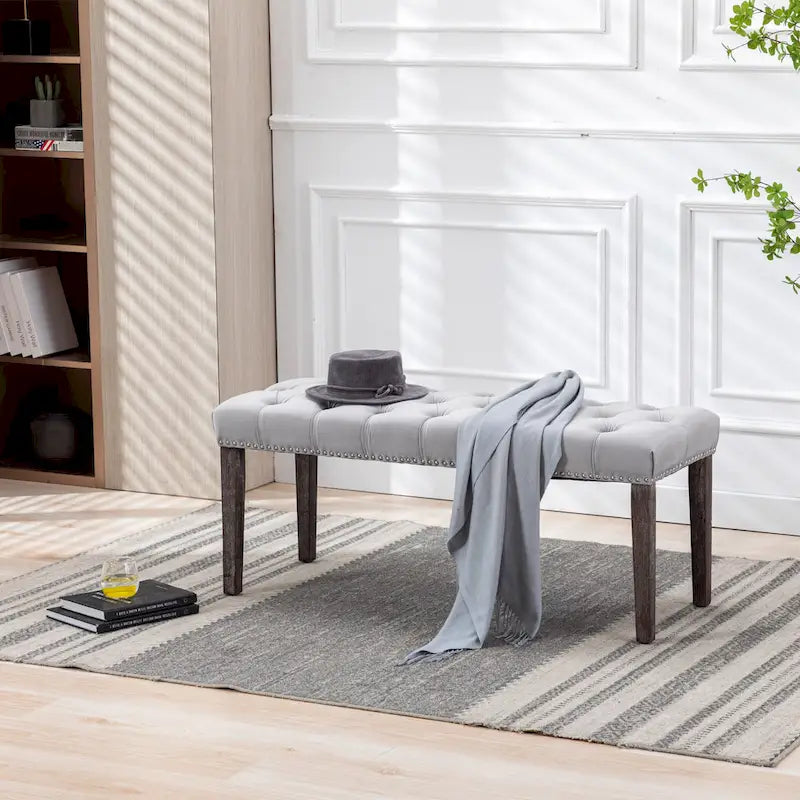 Upholstered Tufted Bench Ottoman Accent Bench