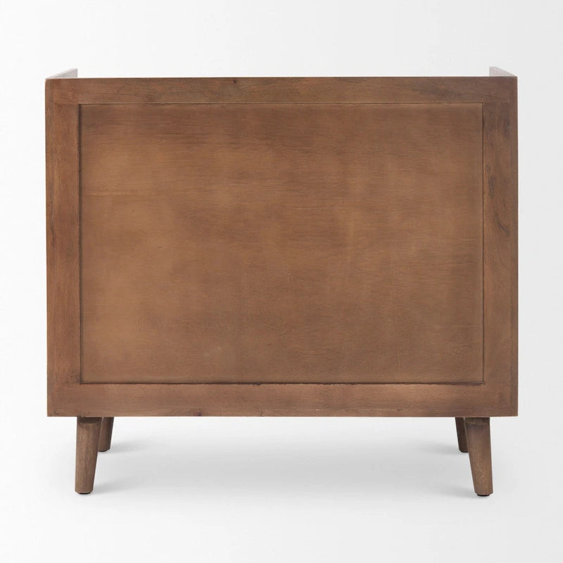 Medium Brown Solid Wood with Doors & Tray Top Accent Cabinet