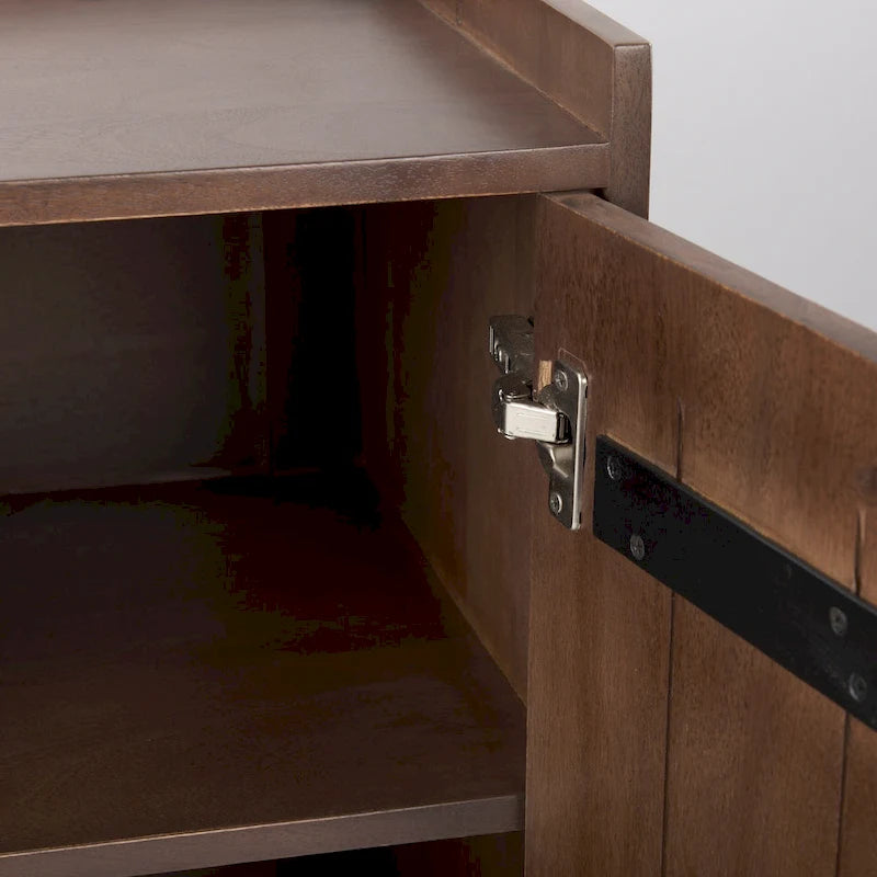 Medium Brown Solid Wood with Doors & Tray Top Accent Cabinet