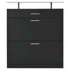 Tempered Glass Top Shoe Storage Cabinet with Drawer