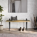 Solid Mango Wood 42" Wide Industrial Entryway Bench, Natural