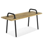 Solid Mango Wood 42" Wide Industrial Entryway Bench, Natural