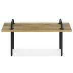 Solid Mango Wood 42" Wide Industrial Entryway Bench, Natural