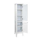Tall Narrow Tower Freestanding Cabinet with 2 Shutter Doors 5 Tier Shelves for Bathroom, Kitchen ,Living Room,Storage Cabinet