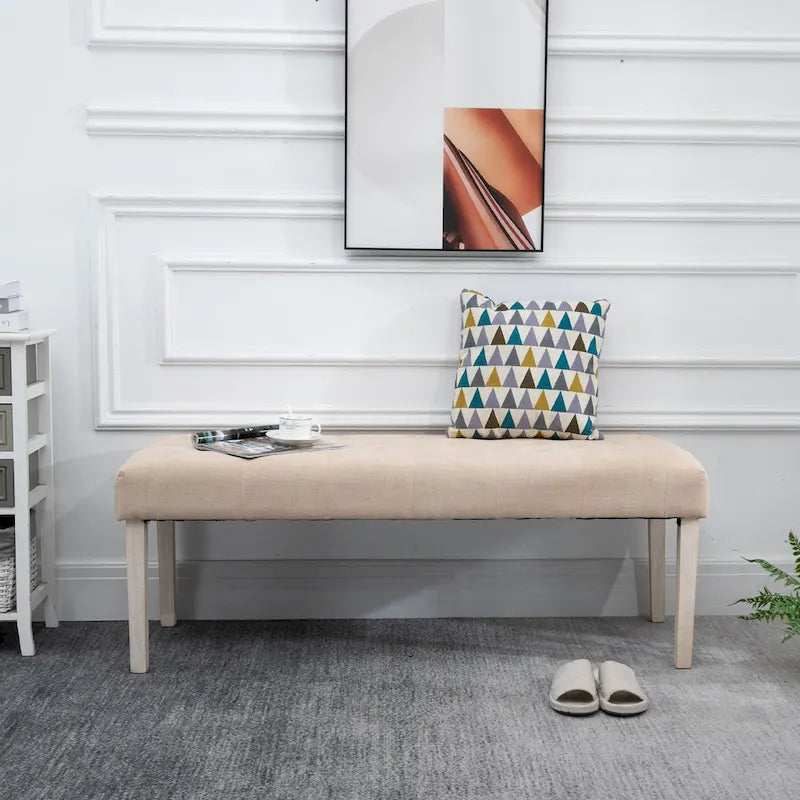 Tufted Upholstered Ottoman Accent Bench with Soft Cushion, Modern Design