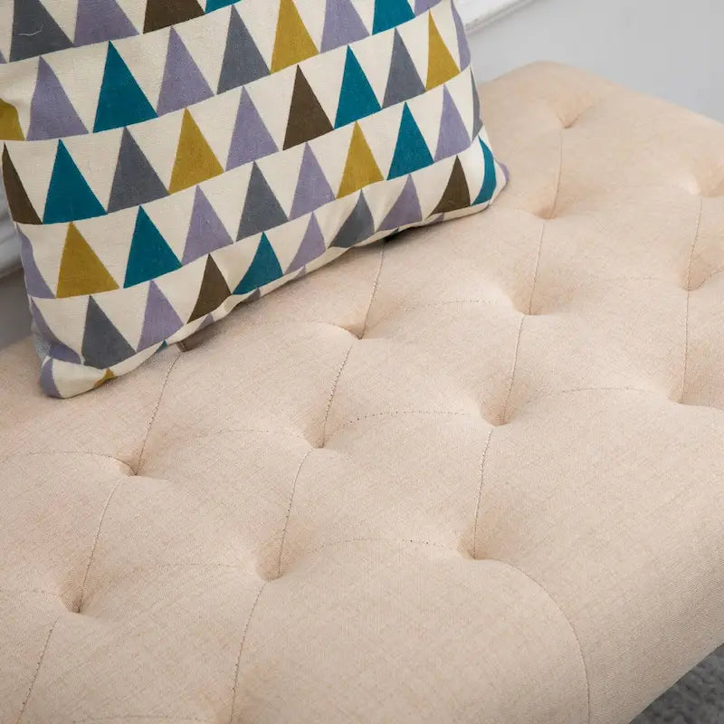 Tufted Upholstered Ottoman Accent Bench with Soft Cushion, Modern Design