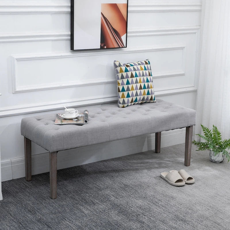 Tufted Upholstered Ottoman Accent Bench with Soft Cushion, Modern Design