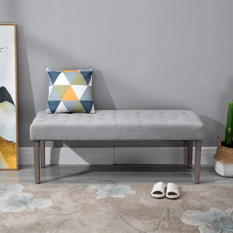 Tufted Upholstered Ottoman Accent Bench with Soft Cushion, Modern Design