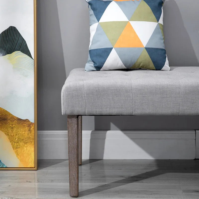 Tufted Upholstered Ottoman Accent Bench with Soft Cushion, Modern Design