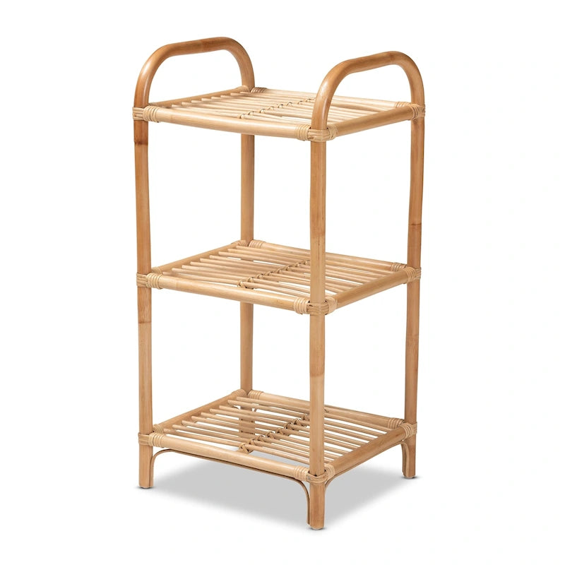 Bohemian Natural Brown Rattan 3-Tier Display Shelf