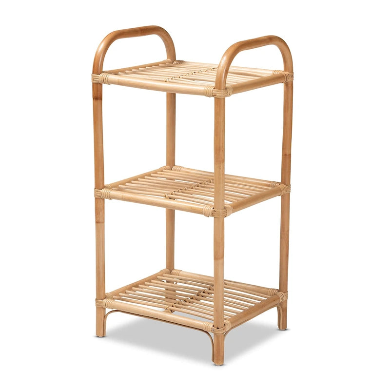 Bohemian Natural Brown Rattan 3-Tier Display Shelf