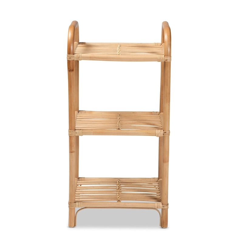 Bohemian Natural Brown Rattan 3-Tier Display Shelf