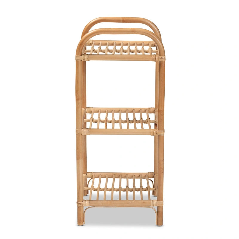 Bohemian Natural Brown Rattan 3-Tier Display Shelf