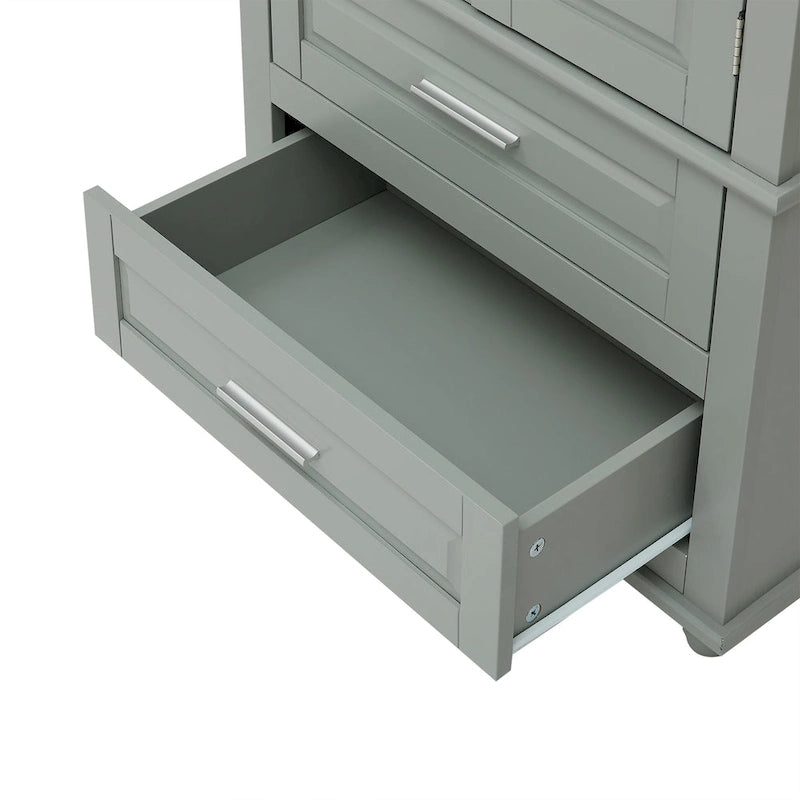 Tall Storage Cabinet with Two Drawers - N/A