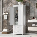 Tall Storage Cabinet with Two Drawers - N/A