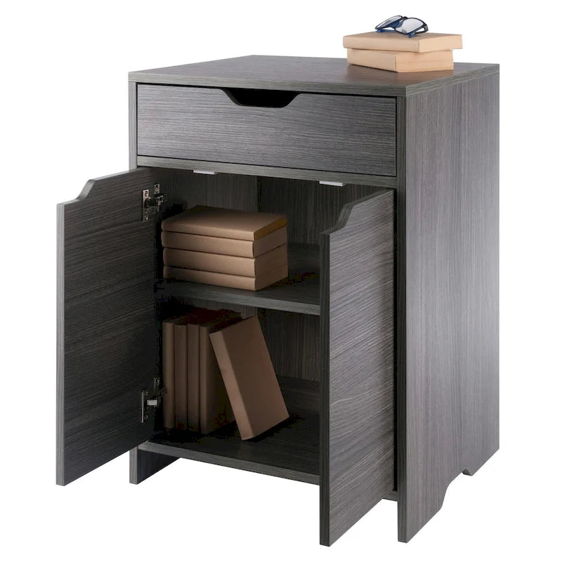 1-Drawer Storage Cabinet, Charcoal