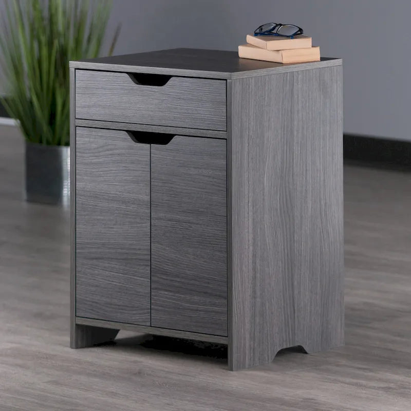 1-Drawer Storage Cabinet, Charcoal
