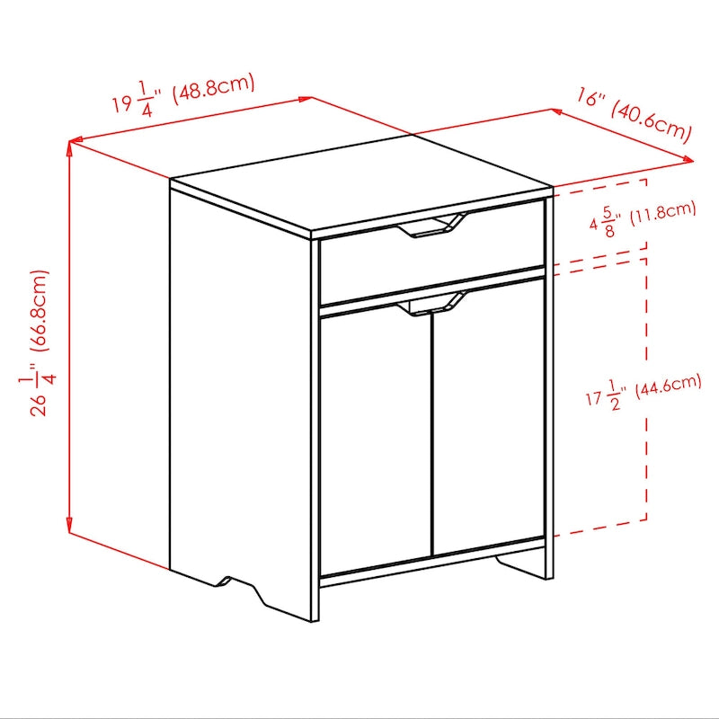 1-Drawer Storage Cabinet, Charcoal