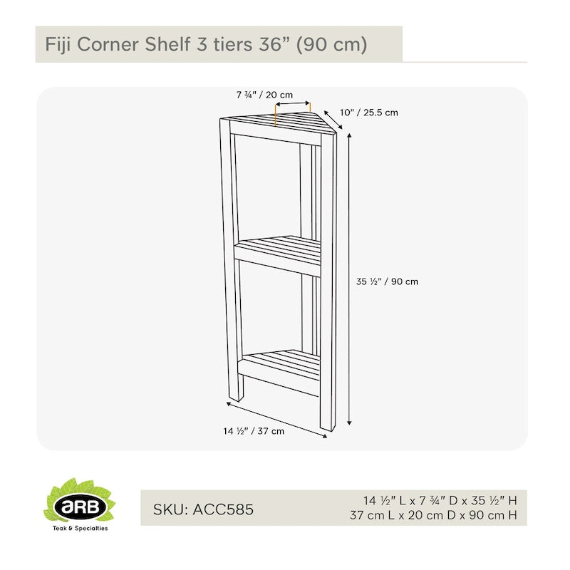 Teak Corner Shelf Fiji 36 (90cm) 3 tiers