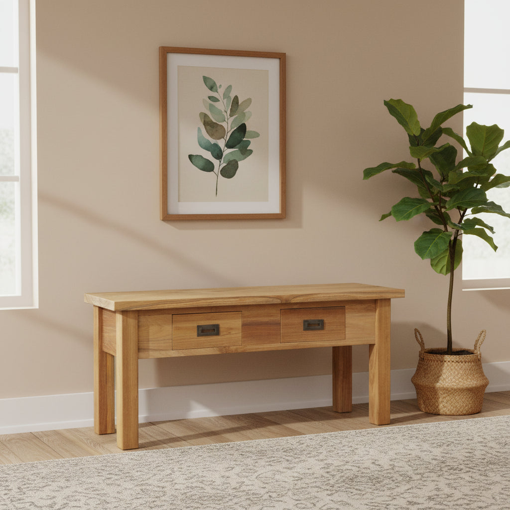 vidaXL Hall Bench Solid Teak 35.4x11.8x15.7