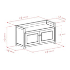 Storage Bench with Seat Cushion, Walnut and Espresso, 39.76 x 15.35 x 21.65 inches