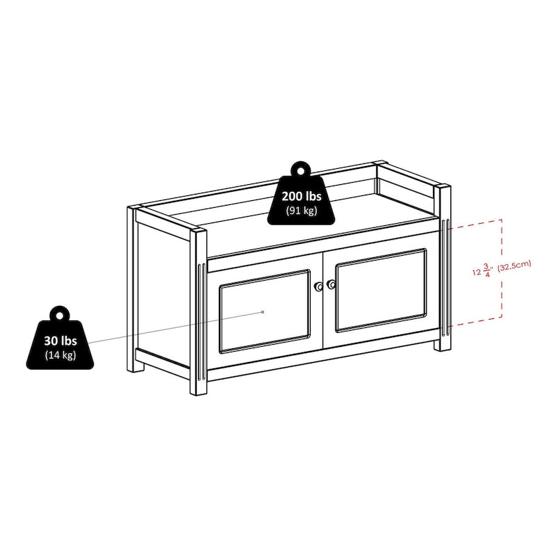 Storage Bench with Seat Cushion, Walnut and Espresso, 39.76 x 15.35 x 21.65 inches