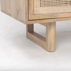 Light Brown Solid Wood with Cane Doors Accent Cabinet