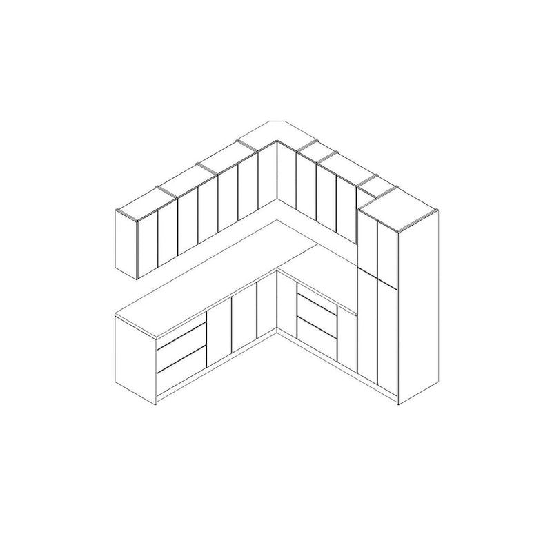 Kitchen Cabinet, Black, 8x8Ft Wide