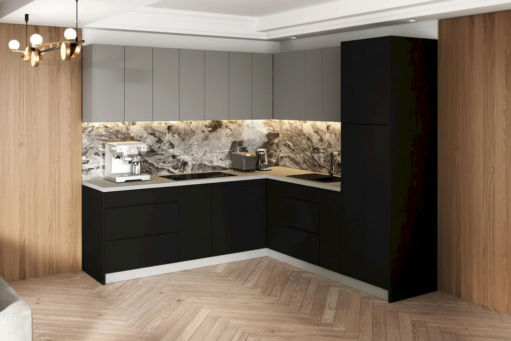 Kitchen Cabinet, Black, 8x8Ft Wide