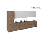 Kitchen Cabinet, Natural Teak & Black, 15Ft Wide