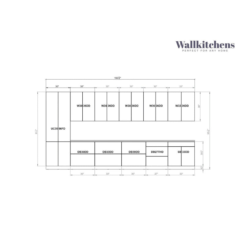 Kitchen Cabinet, Natural Teak & Black, 15Ft Wide