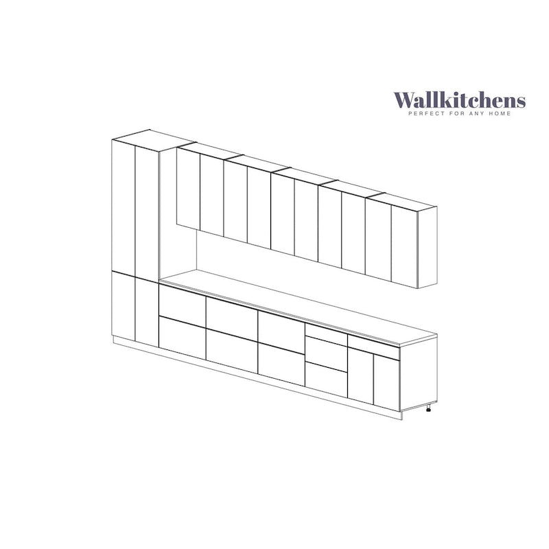 Kitchen Cabinet, Natural Teak & Black, 15Ft Wide
