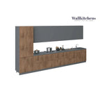 Kitchen Cabinet, Natural Teak & Black, 15Ft Wide