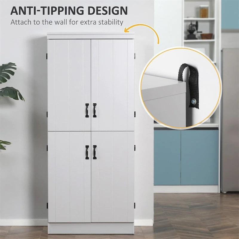 Freestanding Kitchen Pantry, 6-tier Shelving with 2 Adjustable Shelves