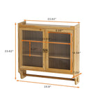 24.8Glass Door Vintage Double Door Wall Cabinet with Three Tiers